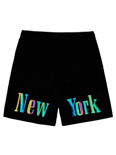 

men reflective letter graphic drawstring waist shorts v1gy#, White;black