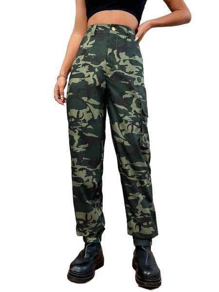 

flap pocket camo cargo pants p9zk#, Black;white