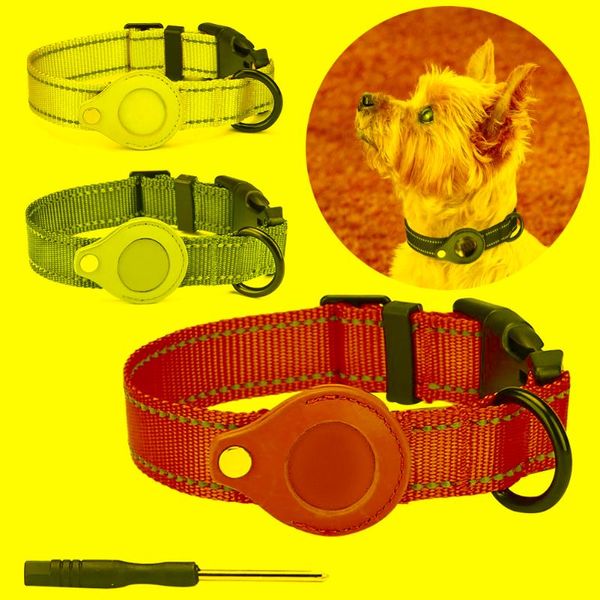 Coleiras de cachorro coleiras para Apple Airtag Case Cat Collar GPS Finder Nylon Colorido Protetor Air Tag Rastreador AcessóriosCão