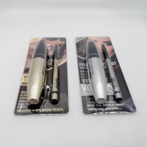 Rímel e lápis de sobrancelha 2 em 1 conjunto Falsh Lash Effedt Extended Play Gigablack rede à prova d'água 13,1 ml 0,8 g