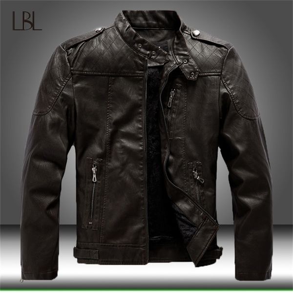 

2020 new men s leather jackets autumn casual motorcycle pu jacket men fleece warm biker leather coats male outwear brand clothes lj201013, Black;brown