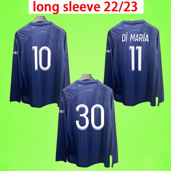 

long sleeve full paris maillot de foot 2022 2023 soccer jerseys third home away fourth sergio ramos 30 22 23 mbappe football shirt di maria, Black;yellow