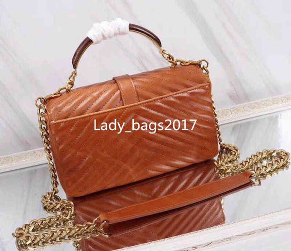 

7a+shape flaps chain bag genuine leather wooden handle handbags shoulder handbag messenger purse tote