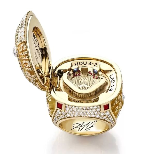 Qualità di fascia alta 9 Giocatori Nome Anello SOLER FREEMAN ALBIES 2021 2022 World Series Baseball Braves Team Championship Anello con scatola di visualizzazione in legno Souvenir Mens Fan Gift