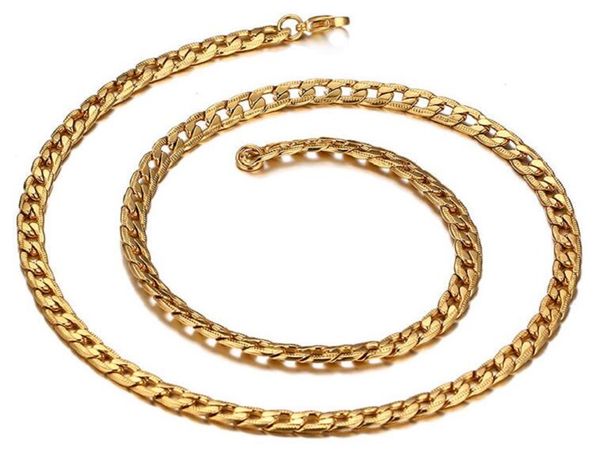 

18k men's 6mm gold chains embossed necklace 60cm, Silver