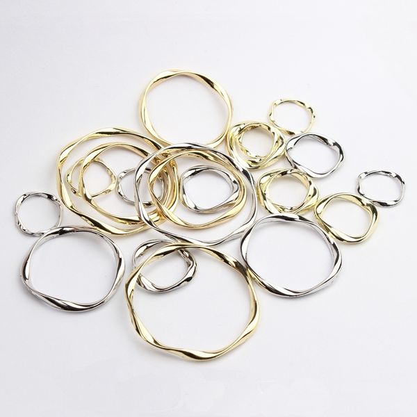 

zinc alloy round geometric circle twisted ring charms for jewelry making bulk 6pcs lot 220716, Bronze;silver