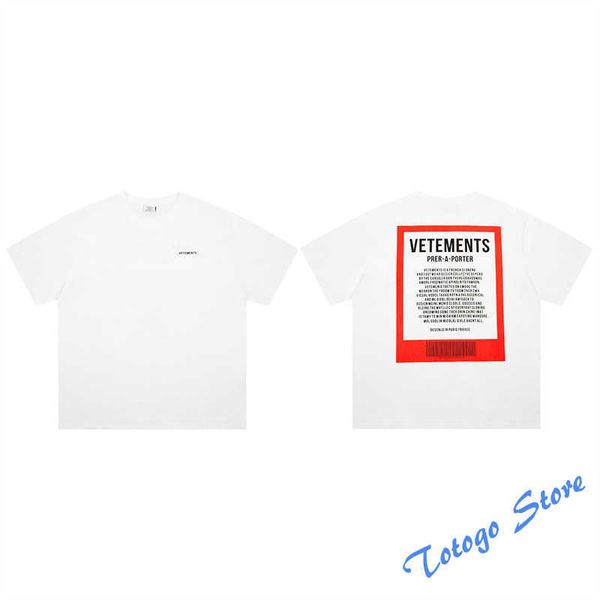 

2022 vetements t-shirt summer men women embroidery letter printing high street vtm fashion oversize o-neck new tees, White;black