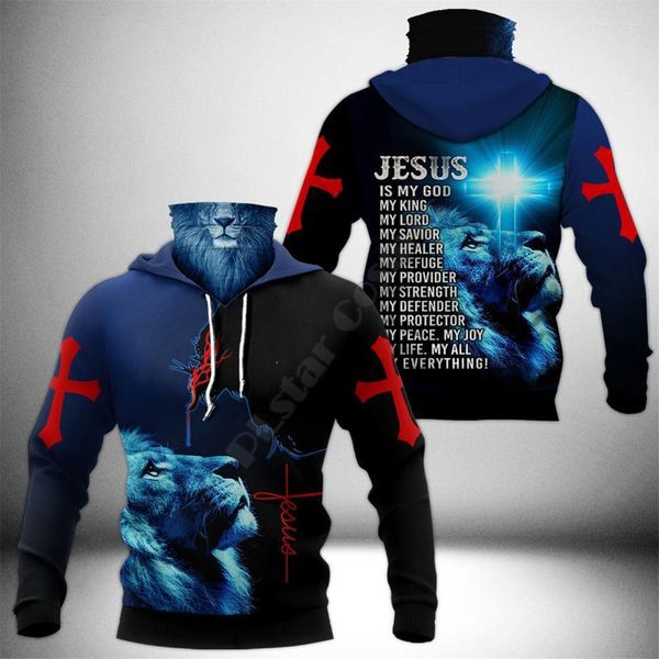 Moletons masculinos moletons jesus leão 3d imprimido harajuku moda moletom masculina máscara de capuz casual com capuz