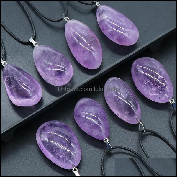

pendant necklaces natural stone 20-50mm irregar amethyst crystal necklace for women jewelr baby drop delivery 2 dhec0, Silver