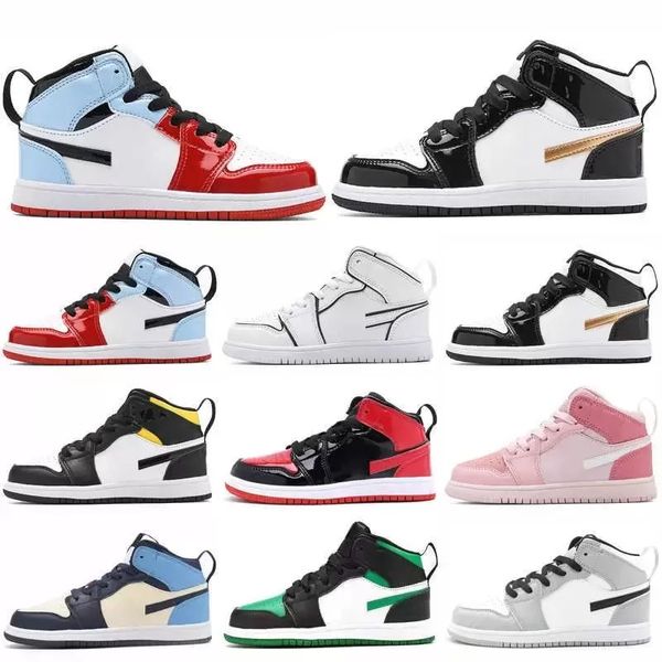 

huiya01 anime mandarin shock absorbing kids shoes mid 1 children sneakers boys girls sneakers, Black