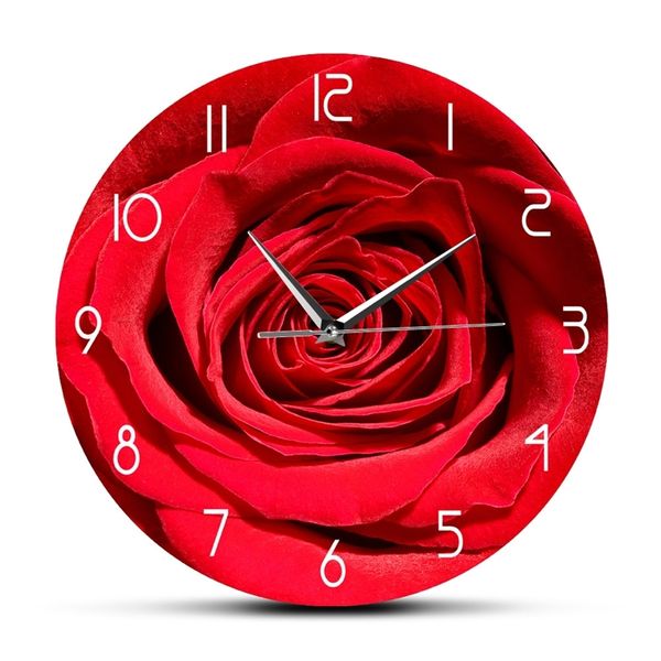 Stampa di fiori di rose rosse con nome personalizzato, decorazioni floreali moderne per la camera da letto, regalo personalizzato per il suo orologio da parete botanico 220615