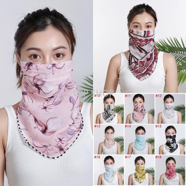 2 Tage Lieferung!!! Frauen Schal Gesichtsmaske Sommer Seide Chiffon Taschentuch Outdoor Winddicht Gesicht Staubdicht Sonnenschutz Masken Großhandel FY6129 SSR