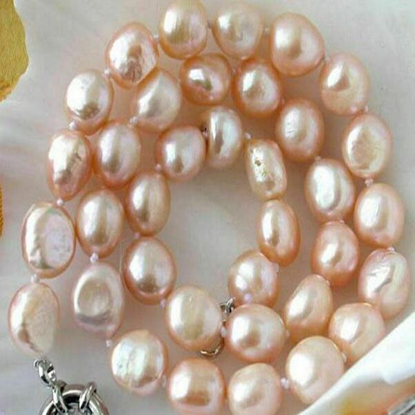 Fashion Natural 8-9mm rosa baroccia rosa Necklace perla d'acqua dolce 18 '' AAA