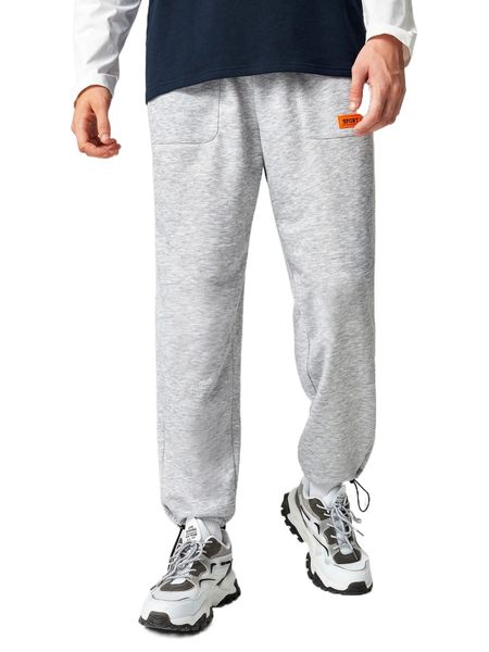 

men letter patched drawstring waist sweatpants y50e#, Black