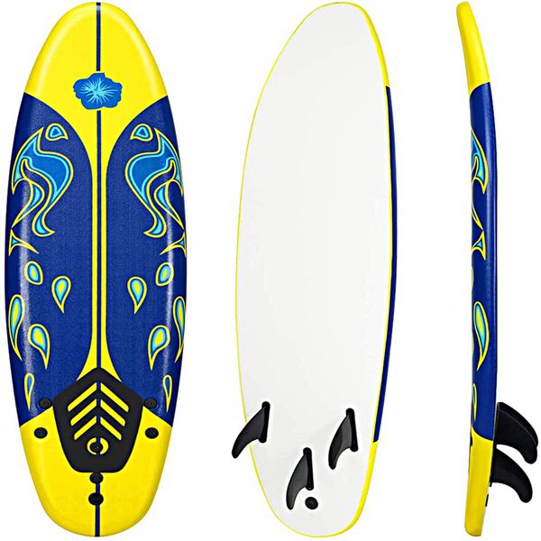 

home outdoor 6ft surfboard with removable fins beginner board for adults and kids