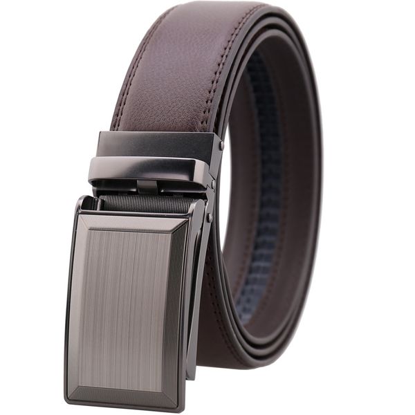 

fashion real leather men belt luxury mens automatic buckle designer men coffee belts 110-130cm strap, Black;brown