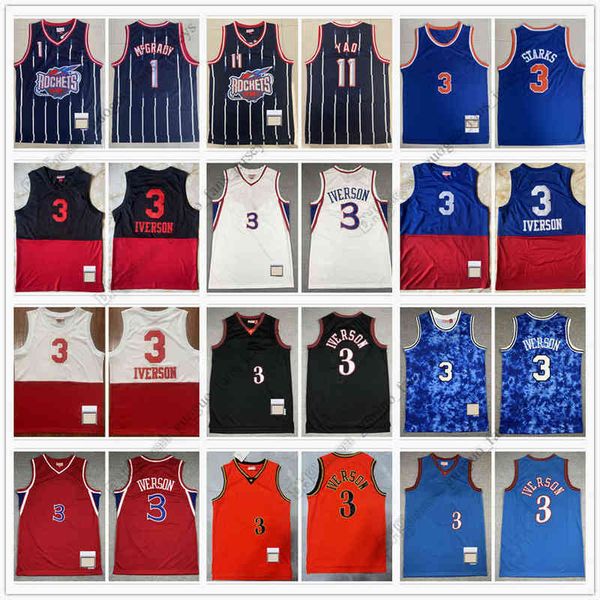 

retro mitchell and ness basketball jerseys 1 tracy francis mcgrady 3 steve 11 yao starks ming john 7 carmelo iverson anthony 3 allen white b, Black
