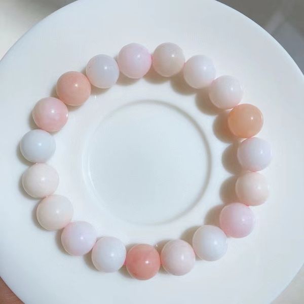 

natural pink opal gemstone women bracelet 10.5mm colorful opal round beads stretch men rare rose opal fashion jewelry aaaaa, Silver