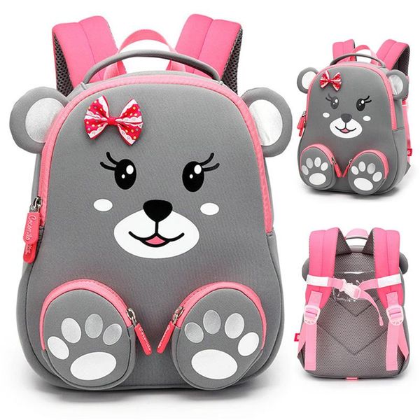 Borse da scuola Zaino per bambini per ragazze 3D Orso adorabile Simpatici animali Design Zaini per bambini Borsa Escolares