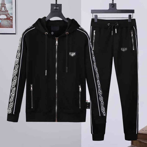 

mens set black hoodie tracksuits zipper printed letter plein designer casual pants suit 3xl, Gray