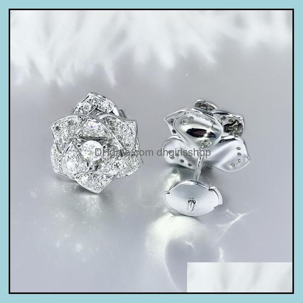 

stud earrings jewelry real sier color 925 1.5 carats natural diamond earring for women 14k gold bijoux femme orecchini drop delivery 2021 d5, Golden;silver