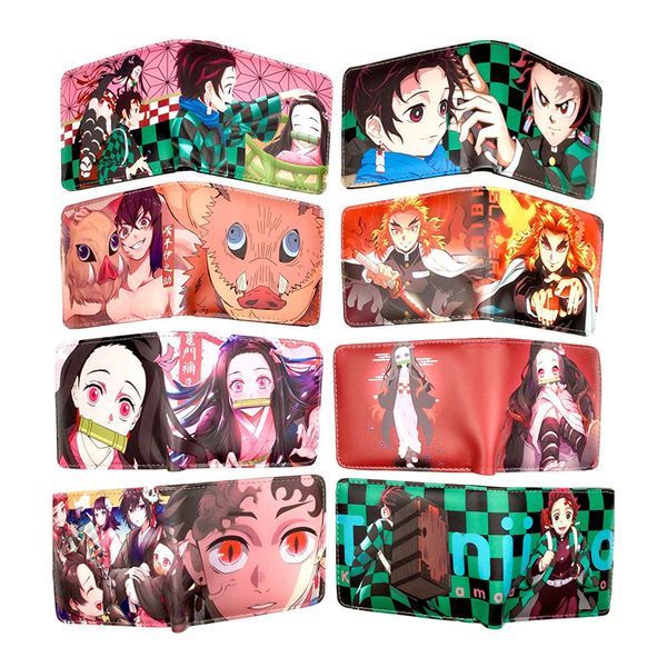 

anime wallet demon slayer kimetsu no yaiba tanjiro kamado short purse with coin pocket, Red;black