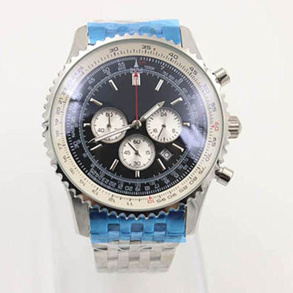 

new quality b06 b01 navitimer watches chronograph battery movement quartz black dial men watch stainsteel steel mens wristwatches2788, Slivery;brown