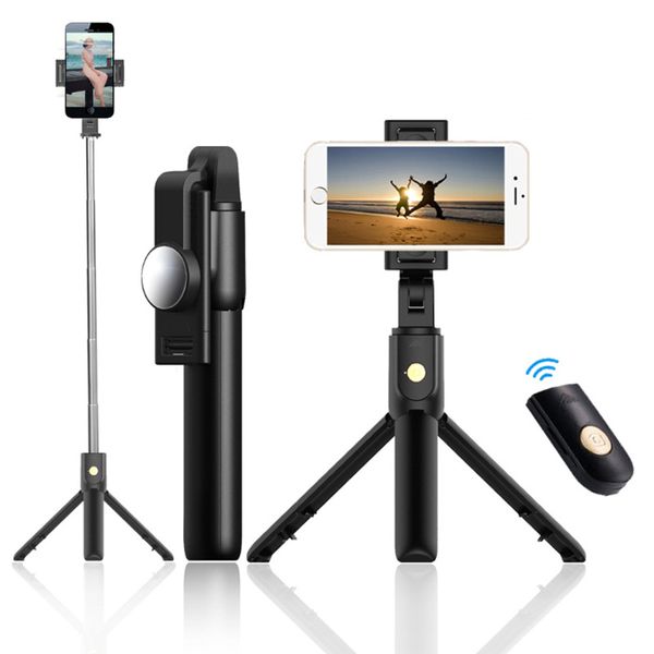 K10 Mini treppiede estensibile Specchio Wireless Bluetooth Remote Shutter Selfie Stick Monopiede palmare pieghevole Artefatto universale per fotocamera dal vivo per iPhone Smart Phone