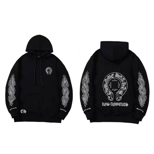

luxury fashion mens sweatshirts designer hoodies ch classic zipper hooded sweater cross flower pullover sanskrit pattern casual coat women, Black