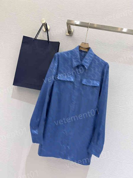 

womens blouses shirts letter d jacquard classic logo soft retro luxury ornate satin shirt fashion brand luxury designer blouses, White