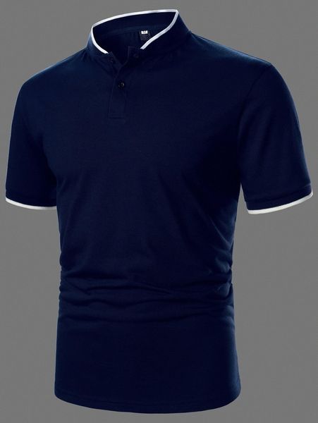 

men contrast trim polo shirt 551p#, White;black