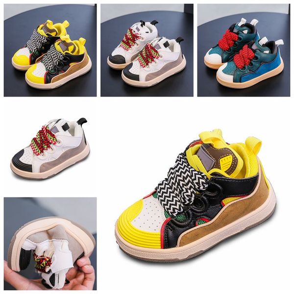 

2023 shoes fashion basketball sneakers baby dark kids mocha designer trainers lace-up breathable patchwork party platforms daddy casual, Black;red