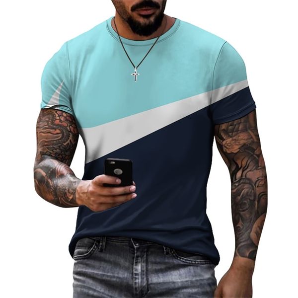Sommer cooles Sport-Stil-Design-Modell, Spleißdruck, Kurzarm-Shirt, einfache Freizeit, atmungsaktives Herren-T-Shirt 220526