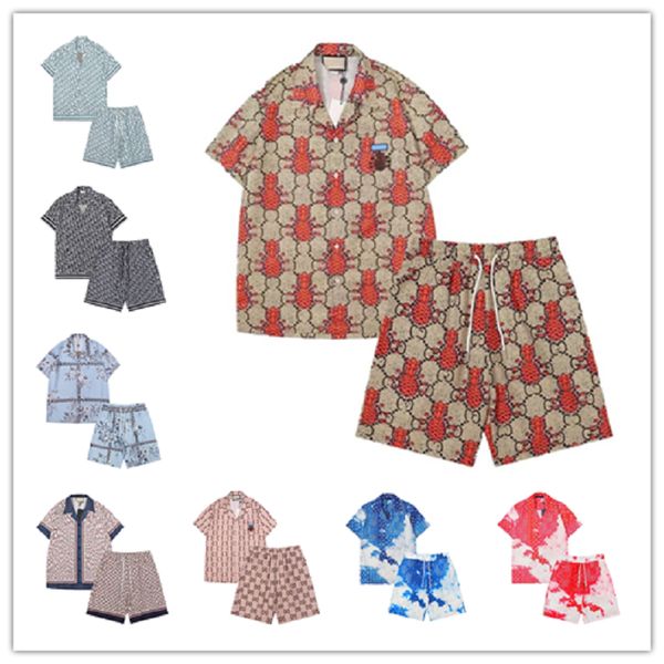 

men's tracksuits floral shirt hawaiian suit casual buttons beach sports suit full body print tropical resort beachwear short sleeve sho, Gray