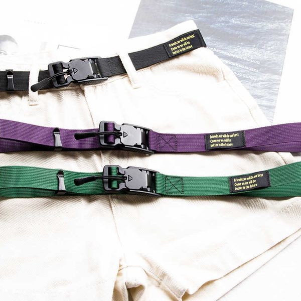 

elling magnet buckle belt men's and women's fashion versatile tactical function canvas overalls 2.5cm magnetic classic luxury belt, Black;brown