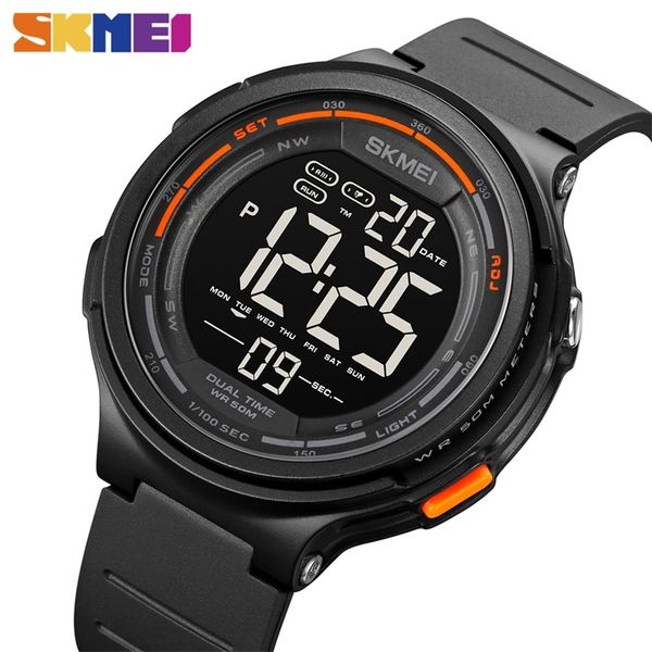 

skmei creative led electronic sport watches count down satch clock 5bar waterproof men wristwatch montre homme watch 1841 220527, Slivery;brown