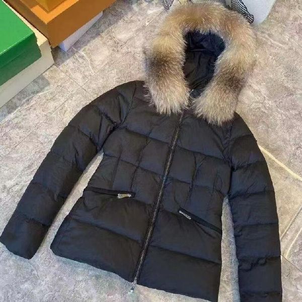 Mulheres Big Real Fox Fel Capuz de capuz com cinto Jaqueta de zíper quente grossa Parkas da cor preta cor de roupa de roupa preta 1234