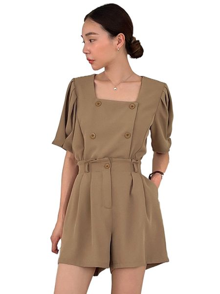 

dazy puff sleeve double breasted blazer & shorts e2b9#, White