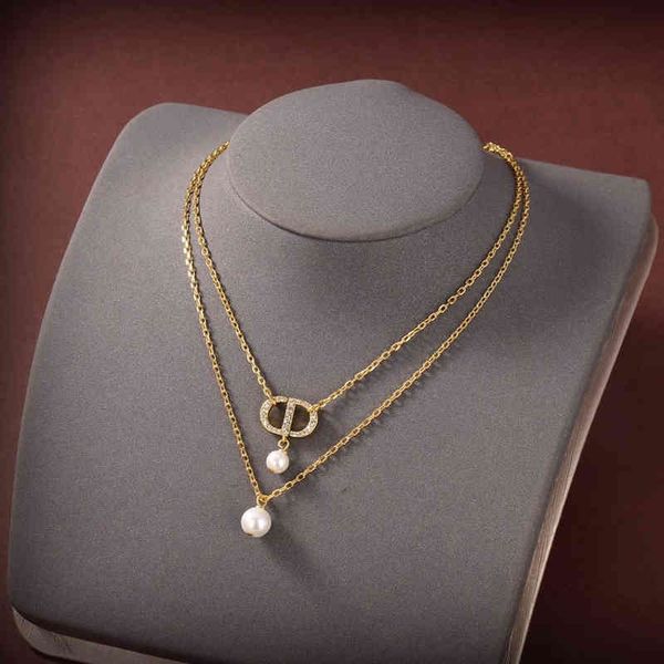 

factory wholesale 2022 new net red temperament diamond pearl layer necklace, Silver