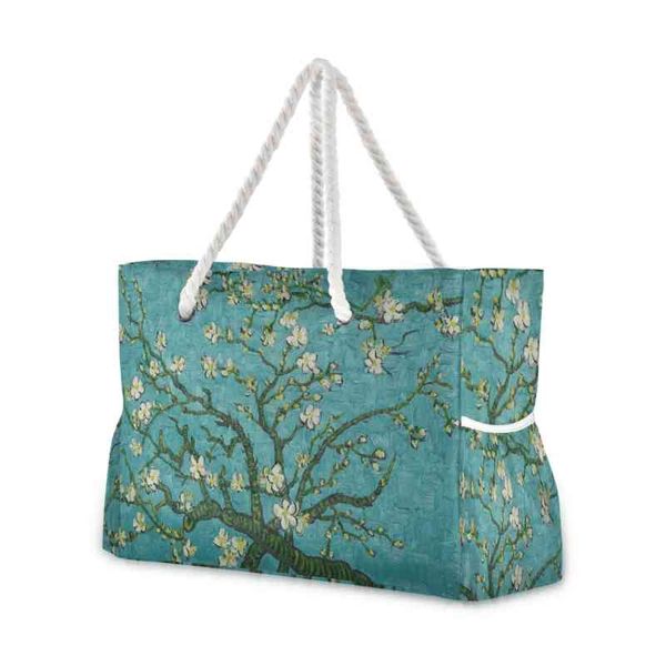 Design de marca Luxo Mulheres Bolsa de ombro Van Gogh Art ALMOND Blossom Tree Grande Sacos de Senhoras de Praia Sac A Femme Principal