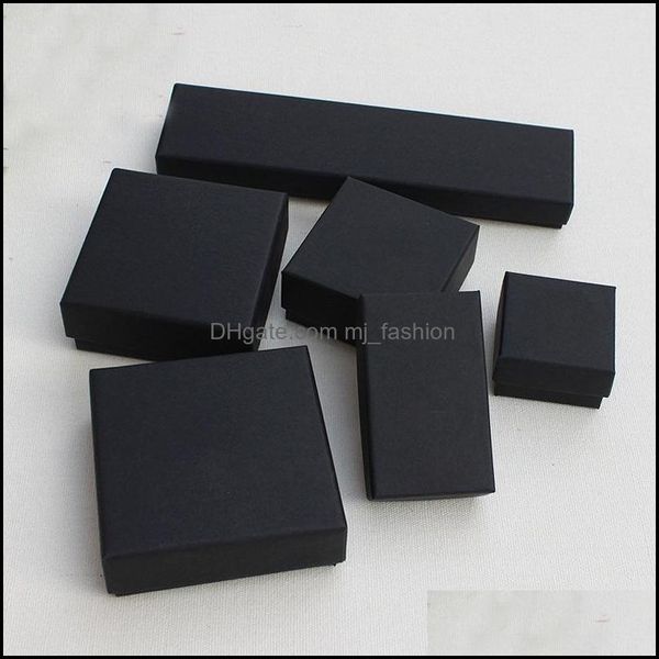

jewelry boxes packaging display gift and retail black kraft packing bracelet necklace ring ear nail box christmas new year customize 10 si, Black;white
