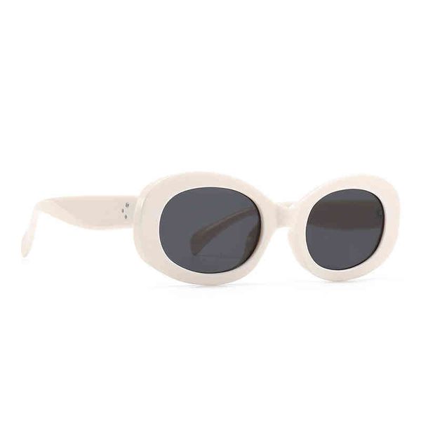 

new modern oval sunglass ins wind street snap rivet sunglass 903, White;black