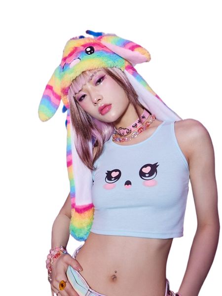 

romwe anime cartoon graphic tank t72o#, White