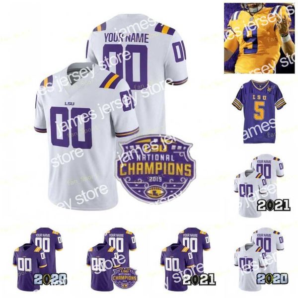 

james lsu football jersey 2020 champions playoff college 7 ja'marr chase 9 joe burrow 24 chris curry 15 myles brennan 3 tyrion davis-pr, Black