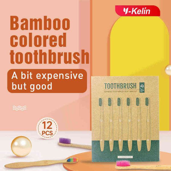 

toothbrush y kelin bamboo charcoal toothbrush soft organic biodegradable natural oral care 12 pieces 0312