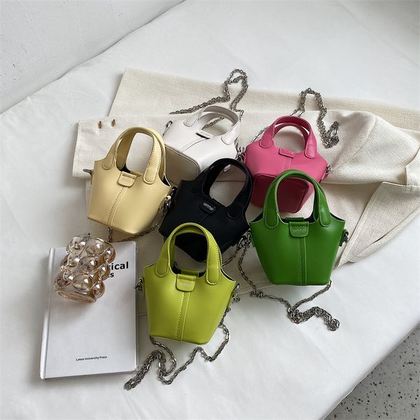 

ins children basket handbags kids chain single shoulder bag lady style girls princess messenger bag a8979, Black