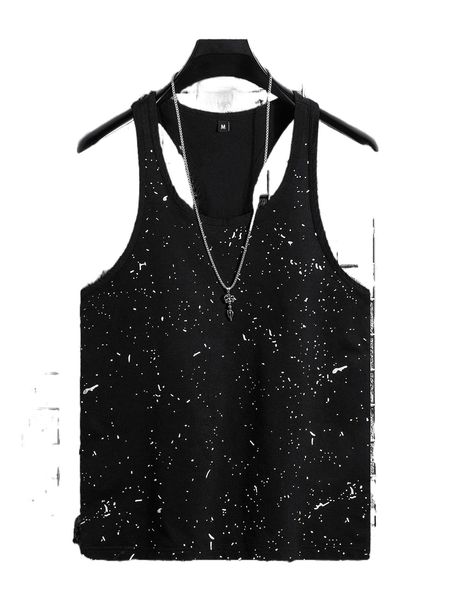 

men random graphic print tank h8rc#, White;black