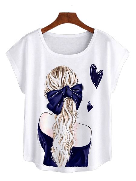 

plus heart & figure graphic dolman sleeve tee p1ae#, Black