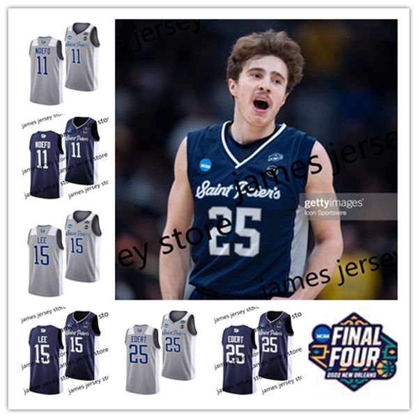 

2022 ncaa saint peter's peacocks stitched college basketball jersey 11 kc ndefo 15 matthew lee 5 daryl banks iii 25 doug edert jersey 1, Black