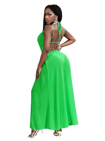

neon green deep v neck tie backless kimono f8kr#, White;black